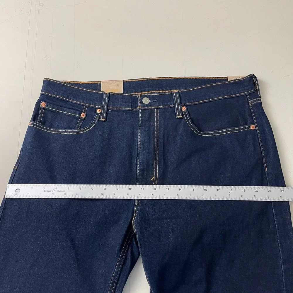 Levis 502 Jeans Mens 36x32 Blue Taper Dark Wash Stretch Denim Preppy Minimalist
